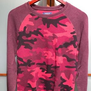 Polo Ralph Lauren Camouflage Print Long Sleeve Thermal Shirt Size Medium.
